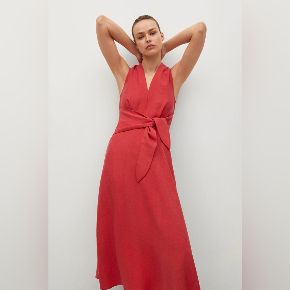 MNG Red dress with size Large fits smaller side perf condition